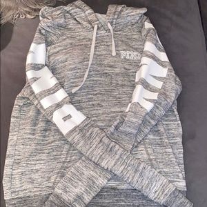 large Victoria Secret Pink gray white hoodie